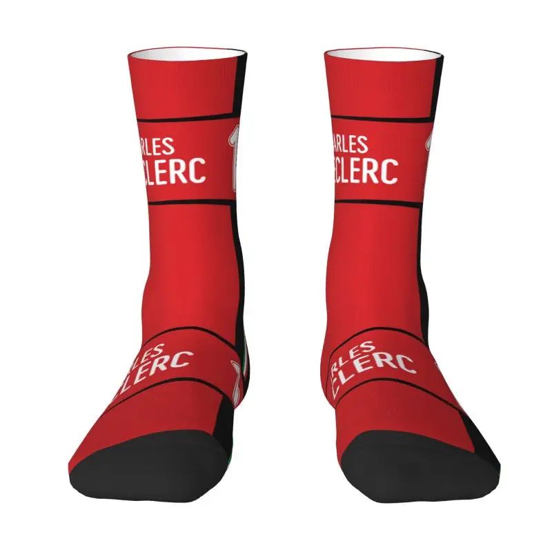 Leclercs Monaco Formula Driver Charles Mens Crew Socks Unisex Cute Spring Summer Autumn Winter Dress Socks