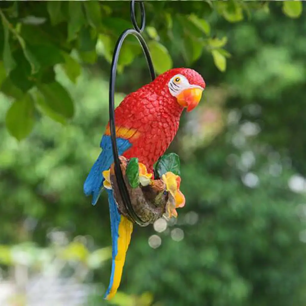 Decorative Birds Resin Parrot Figurine Garden Ornament Colorful Lawn Statue Garden Sculpture for Yard