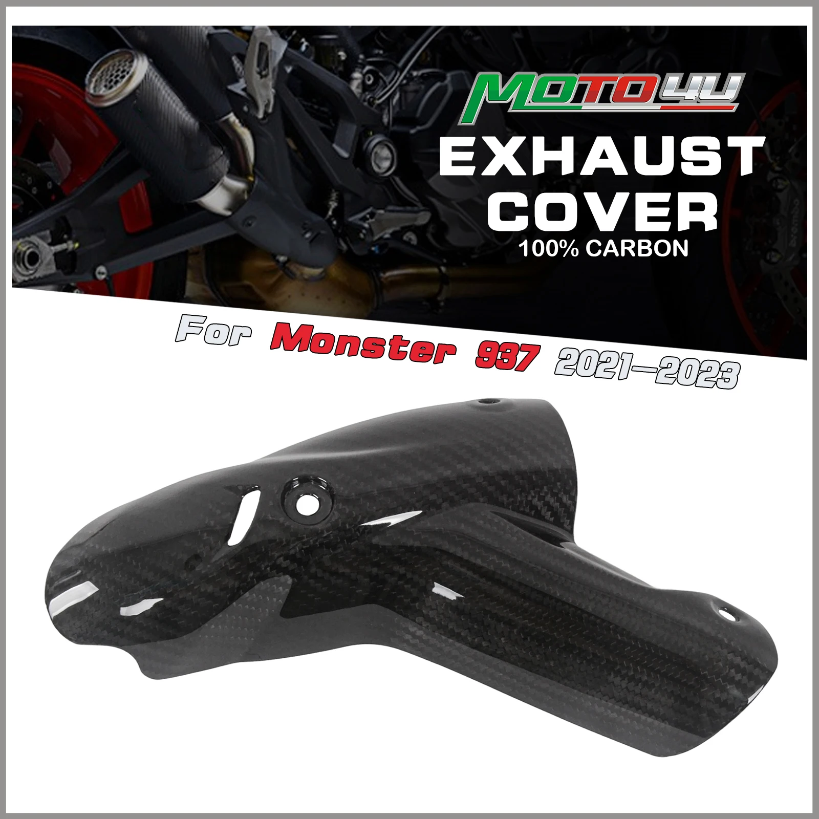 

For Ducati Monster 937 950 2021 2022 2023 100% Carbon Fiber Exhaust Heat Shield Cover Twill Weave Motorcycle Modification
