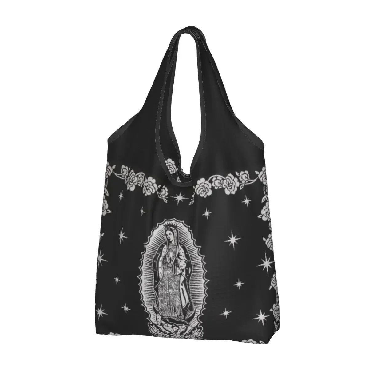 Large Reusable Christian Virgin Mary Grocery Bags Recycle Foldable Shopping Eco Bag Washable Lightweight