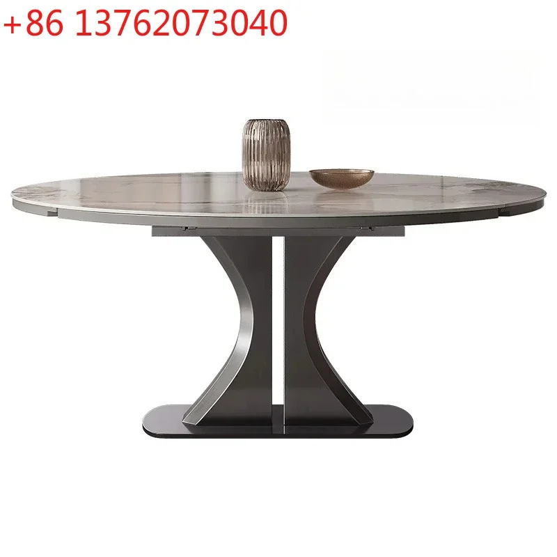 Rotating telescopic dual-purpose dining table, simple and luxurious dining table and chair combination