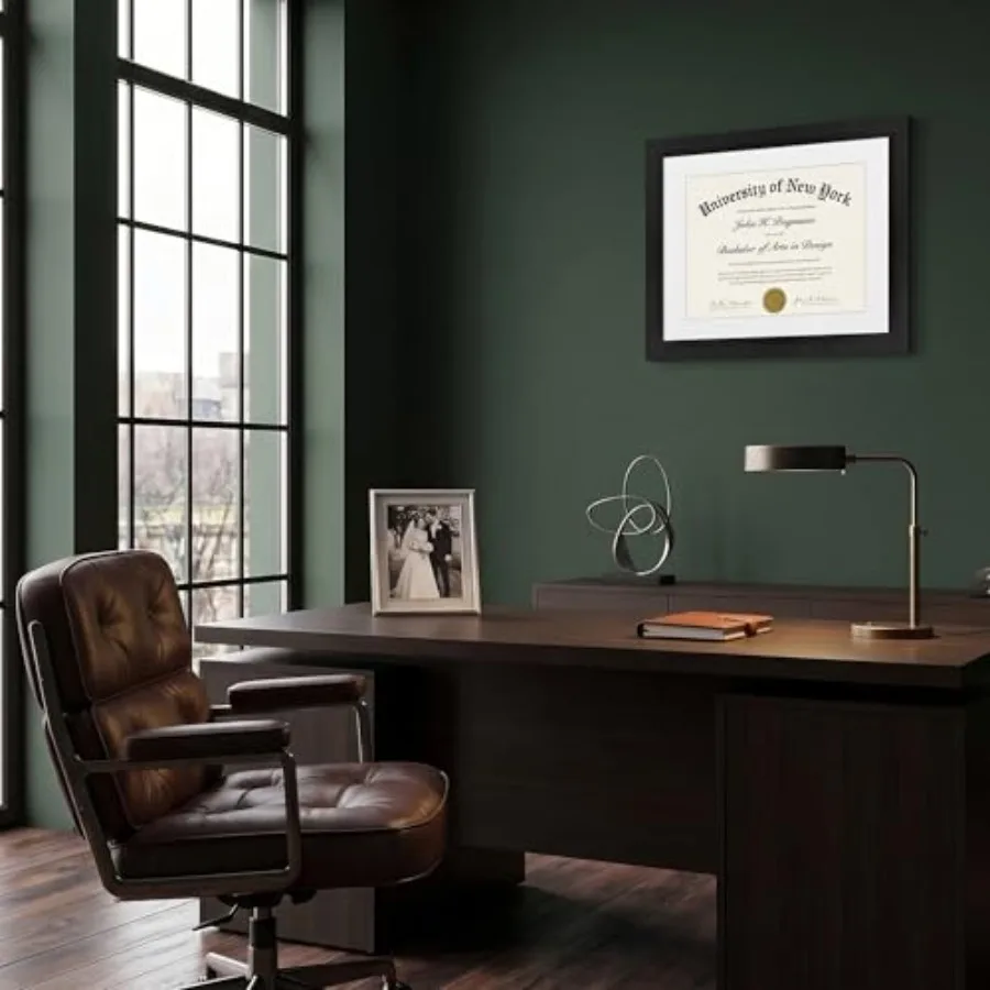 11x14 Diploma Frame with Shatter-Resistant Glass - Use as 8.5x11 Frame with Mat or Display 11x14 Documents Without Mat - Certif