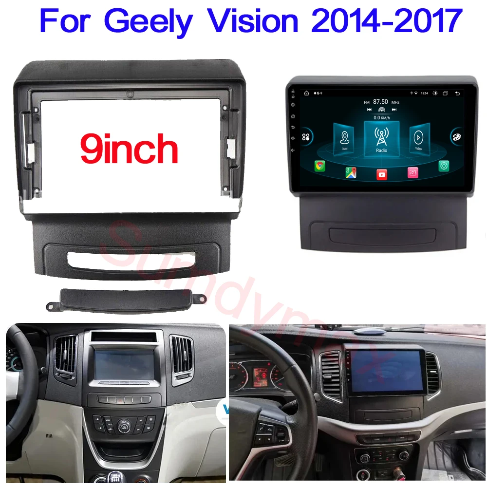 

9" Car Radio Fascia For Geely Vision 2014-2016 Stereo Frame Plate Adapter Mounting Dash Installation Bezel Trim Kit