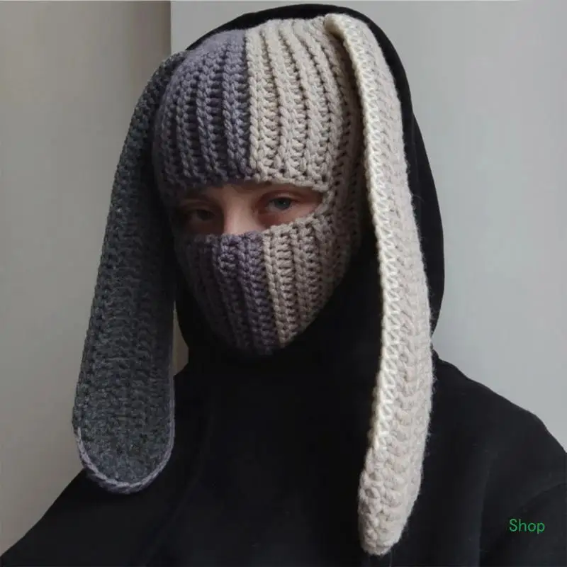 

Dropship Women Knitted Caps Cosplay Party Hat Anti-Static Long Ears Hat Street Props
