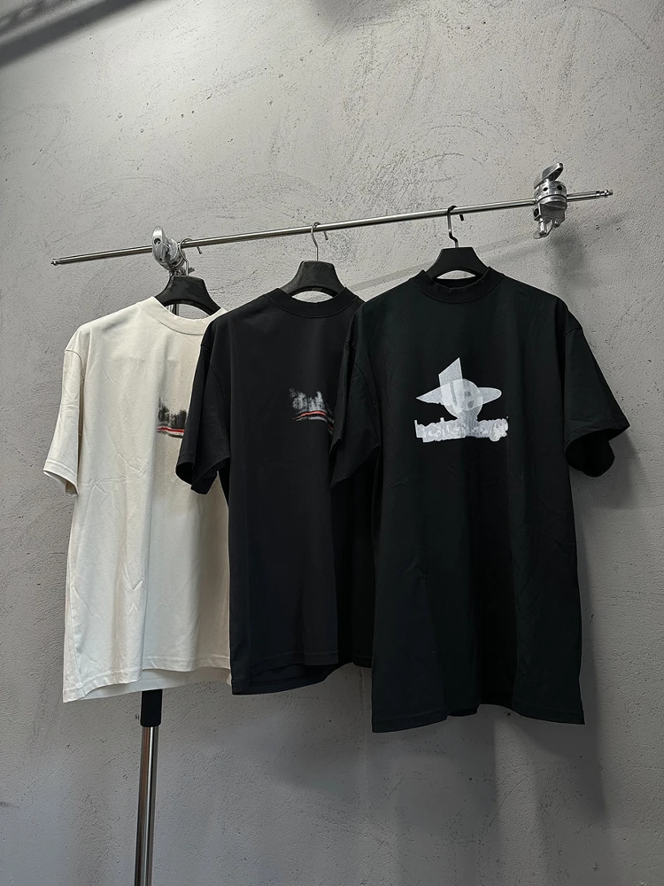 

op 24ss Political Stencil Men's ort Sve T-irt Fuzzy Coca-Cola Ghost Image Casual Loose Fit Youthful Summer Top