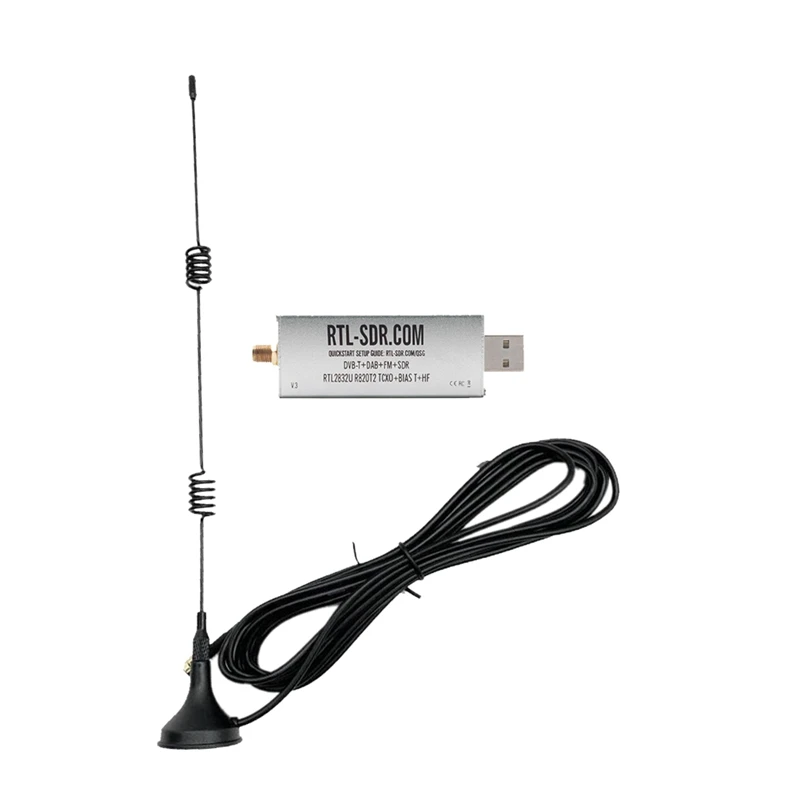 리시버 RTL-SDR BLOG V3 R820T2 TCXO 리시버 + 안테나, HF Biast SMA 소프트웨어 정의 라디오 500Khz-1766 Mhz, 최대 3.2 Mhz