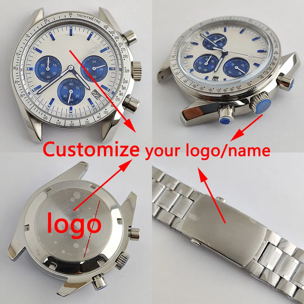 VK63 Case Japanese Chronograph VK63 Quartz Movement 39MM Stainless Steel Customized Logo