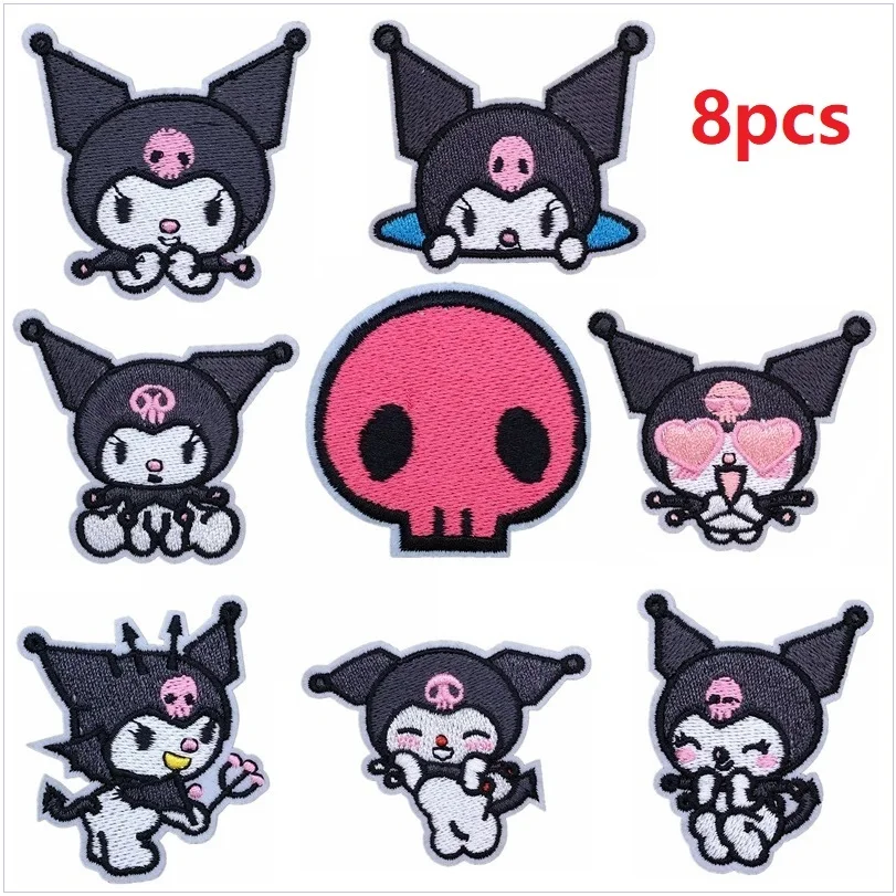 6/14Pcs Cartoon Kuromi Melody Applique For Sew Child Clothes Iron on Embroidery Patches Decor Kwaii Coat Stickers Accessories