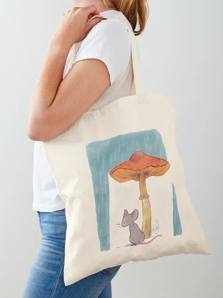 

Mouse sheltering for the rain Tote Bag cute tote bag Candy bags canvas tote