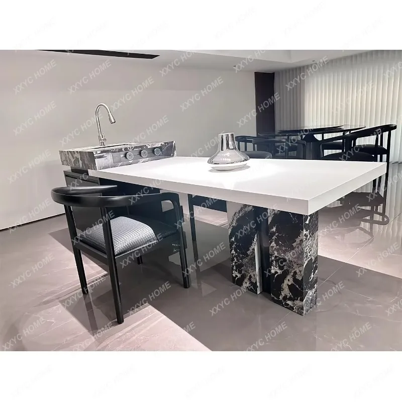 XXModern Square Solid Marble Island Countertop Thickened Stone Board Easy Clean for Household Kitchen & Outdoor