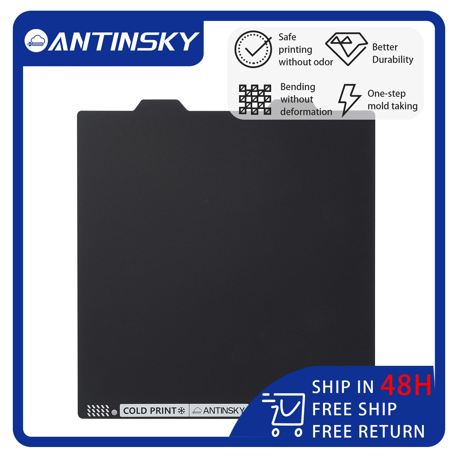 Antinsky Build Cold Plate For Bambu Lab/Creality K2 Plus Smooth Double Sided Flexible Magnetic Steel 26℃ Low Temperature Print