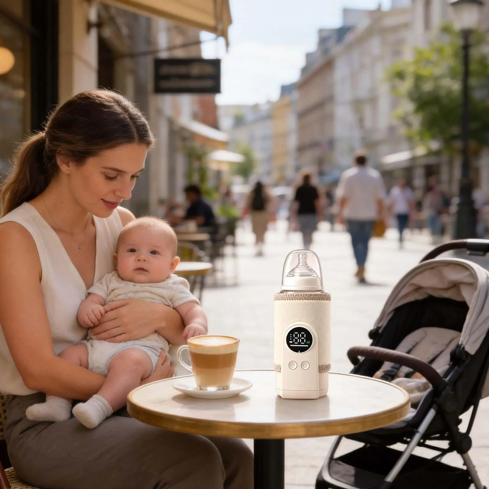 Bottle Warmer Adjustable Temperature Cordless Portable Travel Bottle Heating Sleeve for Parents Mothers Babysitters Home