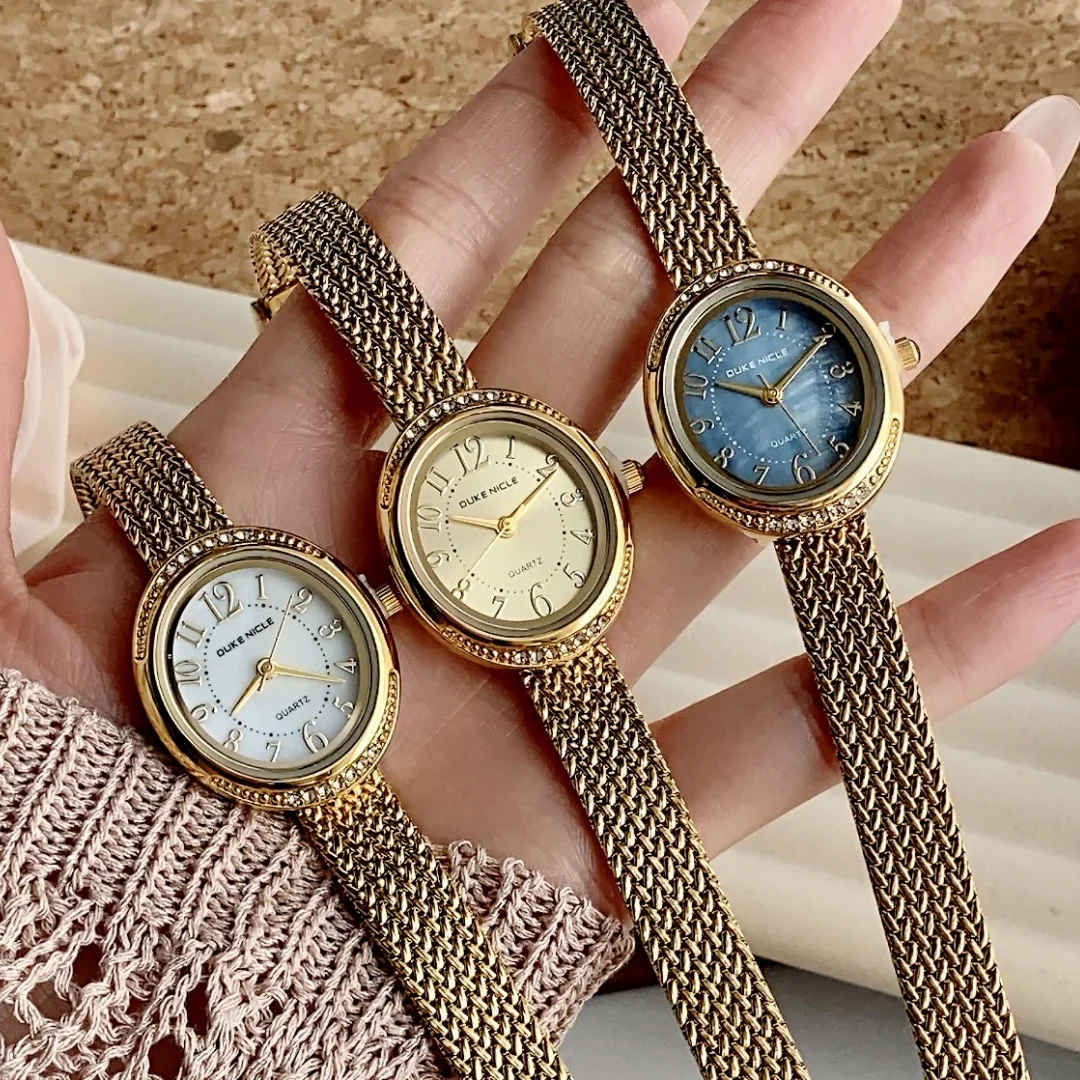 Vintage Adjustable Steel Band Bracelet Women Watches Golden Ladies Watch Oval Quartz Wristwatch Female Clock Relojes Para Mujer