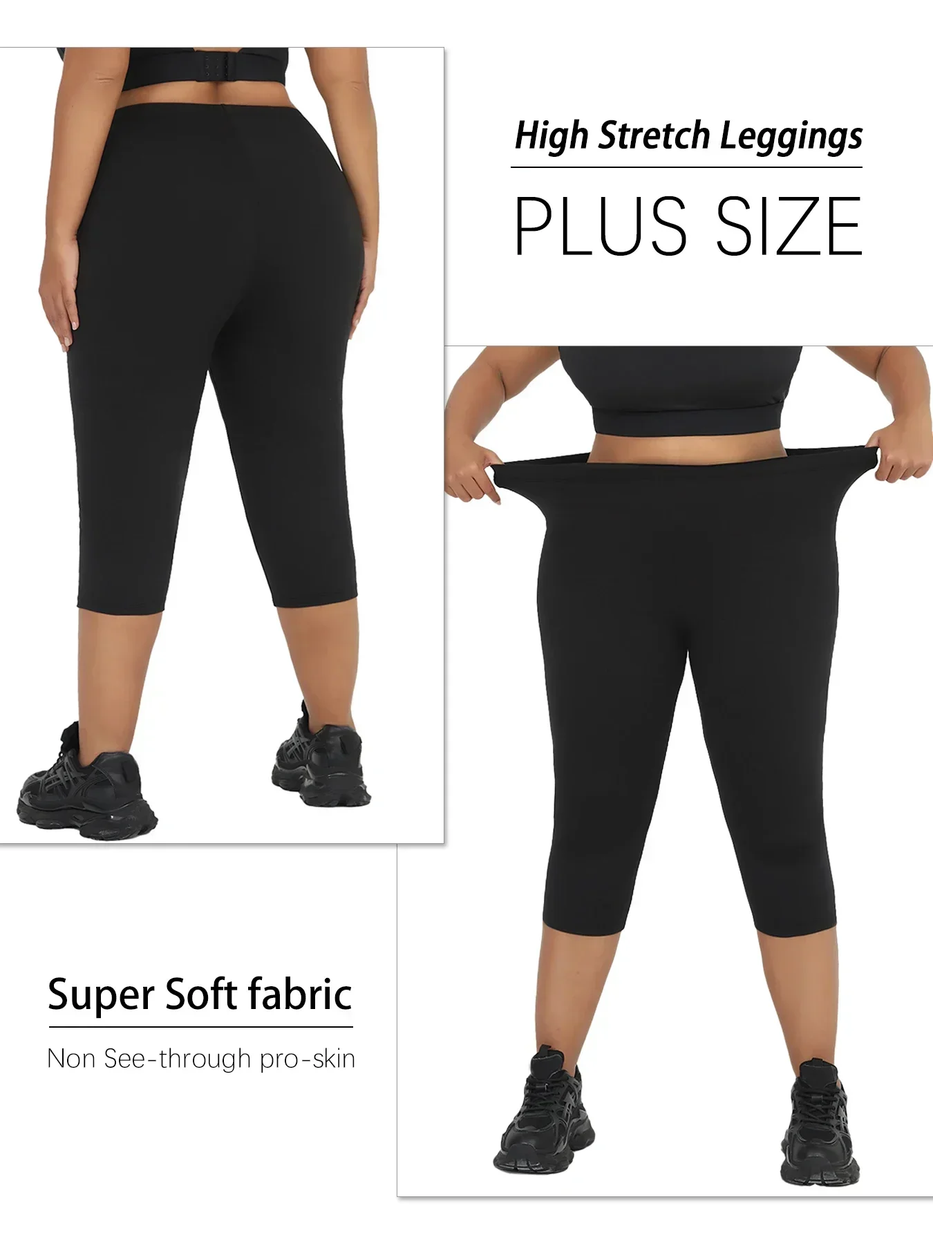 Plus Size 5 Pack Super Soft capri pants For Women, No See Through Workout Running Yoga Athletic Leggings Running