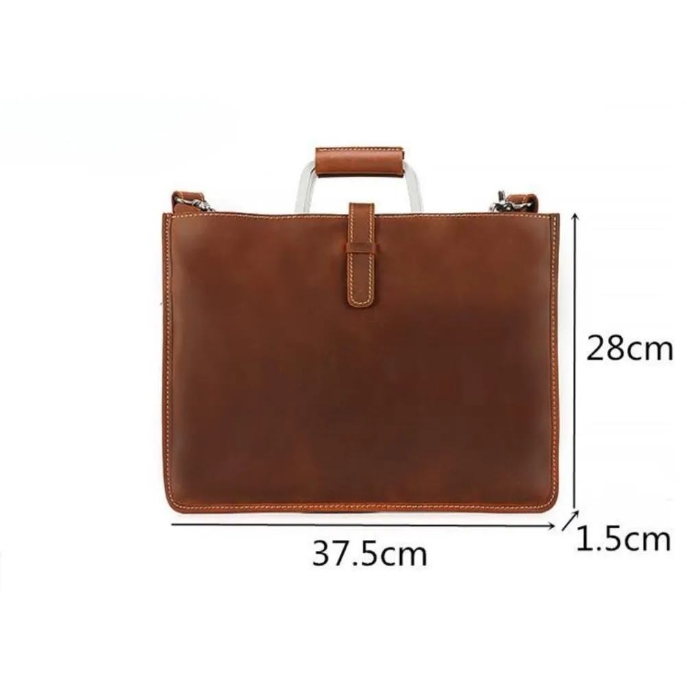 Men's Handbag Horizontal Men's Briefcase Versatile Fashion Retro Simple First Layer Cowhide File Bag Premium Simple