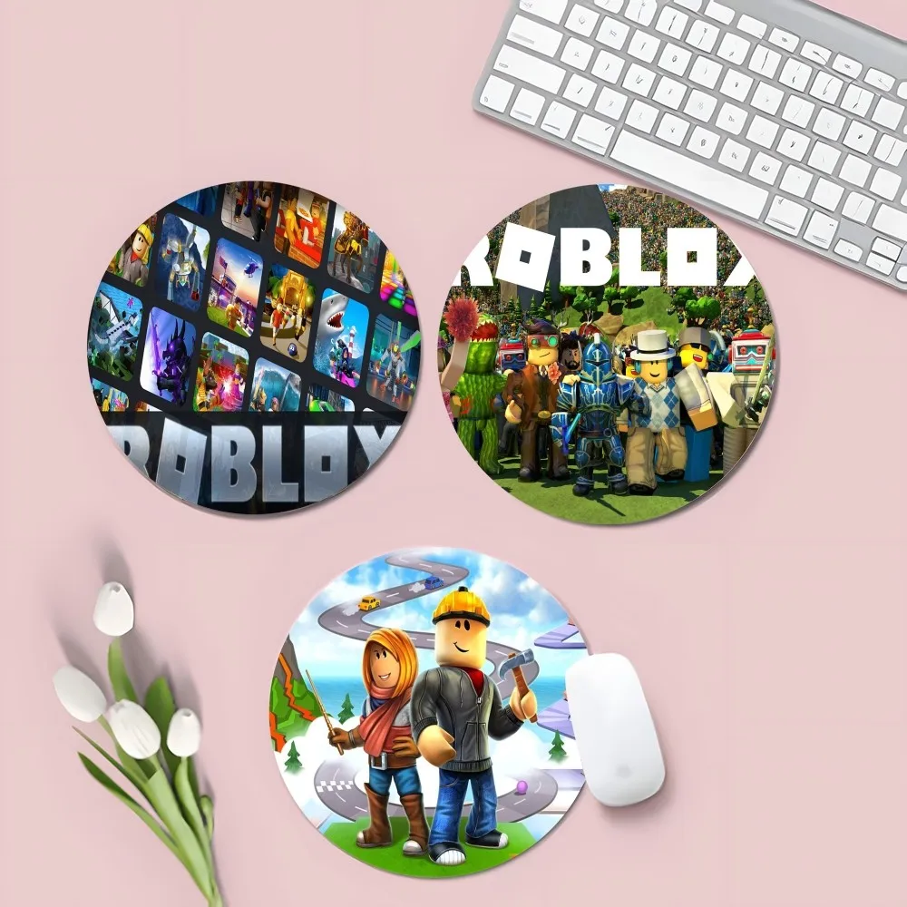 Sandbox Game DynaBlockses R-Robloxes Anti-Slip Round Gaming Mouse Pad Gamer Desk Mats Pad Mause Pad Office Desk Set Accessories