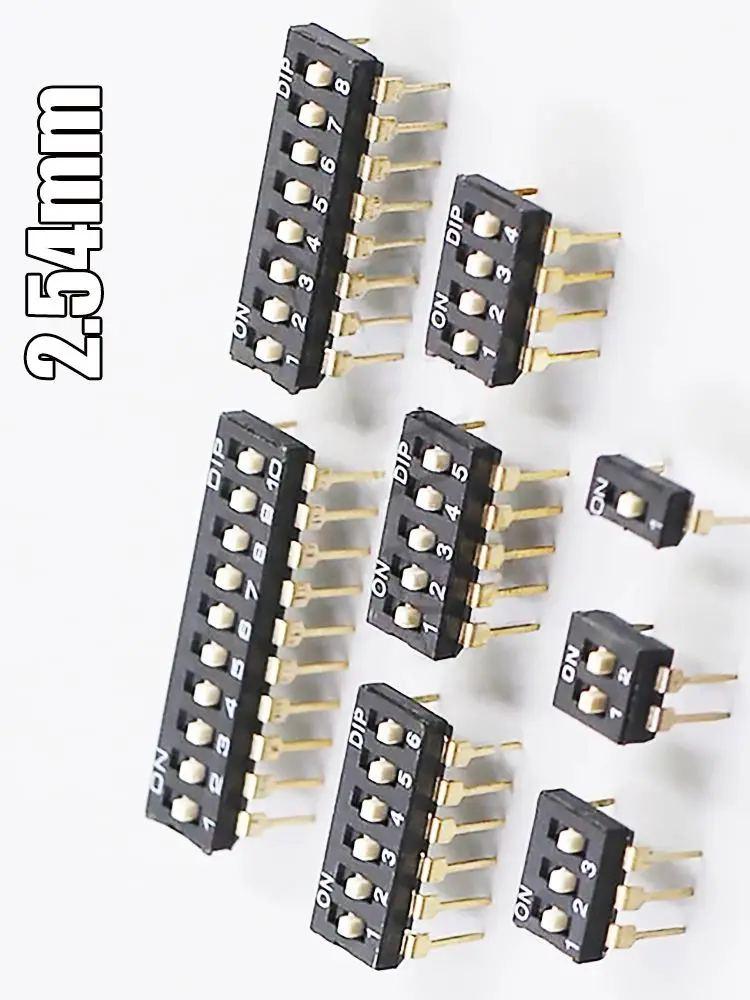 5-10 pièces interrupteurs à bascule DIP 2.54mm 2P/3P/4P/5P/6P/8P/10P noir 2.54MM interrupteur SMD broche plaquée or