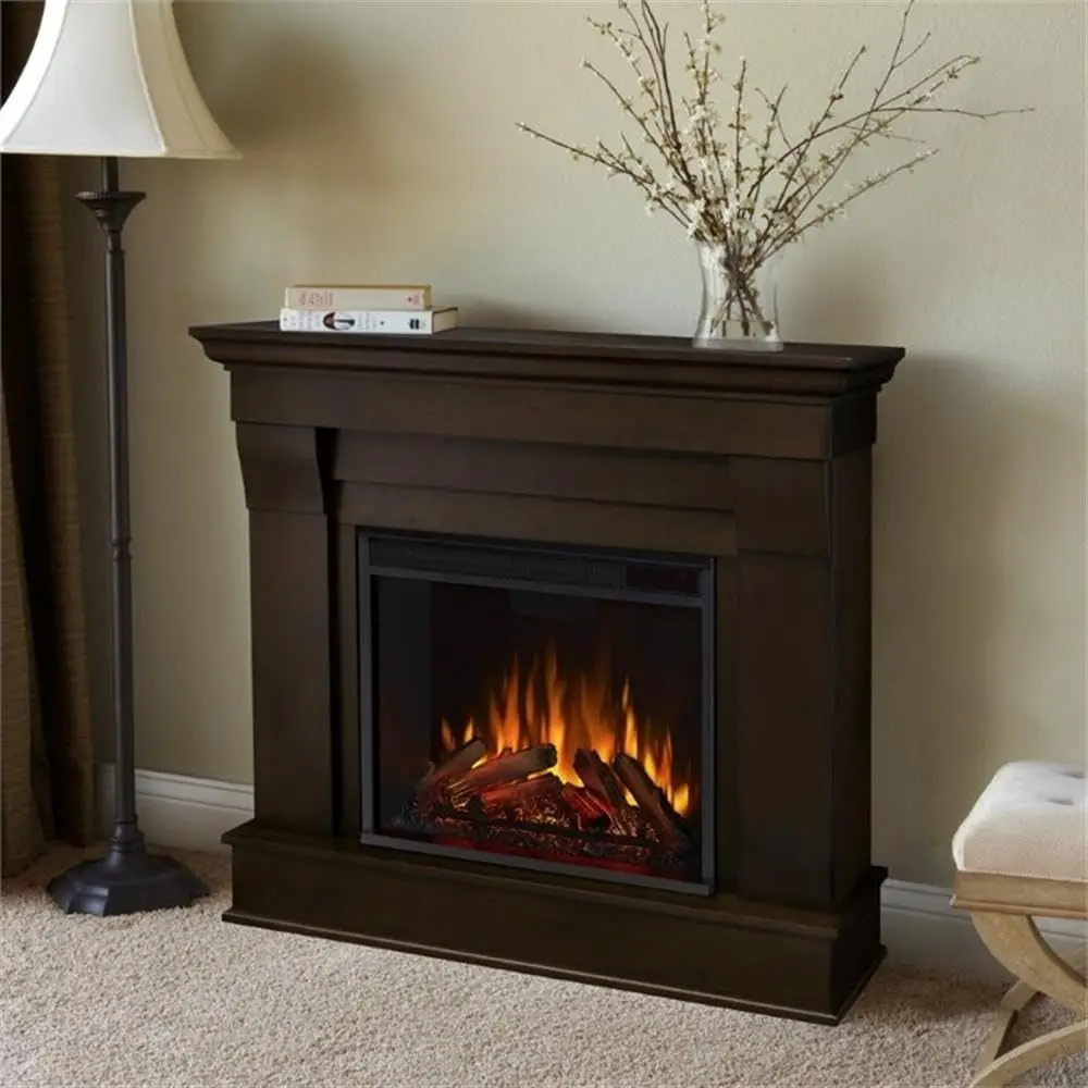 Chateau 41” Electric Fireplace with Mantel for Living Room or Bedroom, Replaceable Fireplace Insert Heater, Realistic