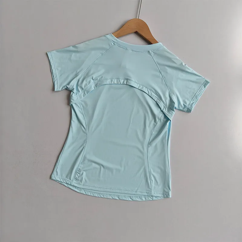 Women's Ice Silk Yoga Wear Short-Sleeved Loose Breathable Fitness Training T-shirt Sun Protection Casual Running Outdoor Sports