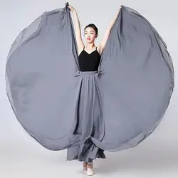 720 Degree Chiffon Skirt Women 2-layer Long Skirts Elegant Performance Clothes Gauze Skirt Large Swing Ballet Practice Clothes