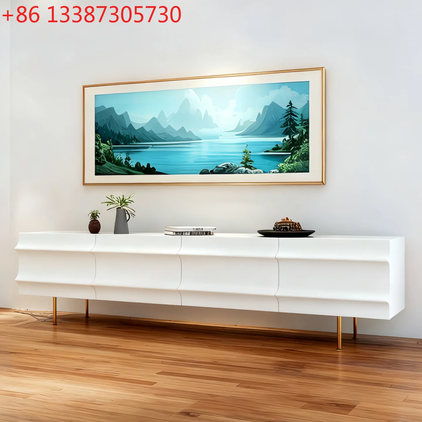 Italian minimalist lacquer TV cabinet audio-visual cabinet simple and modern