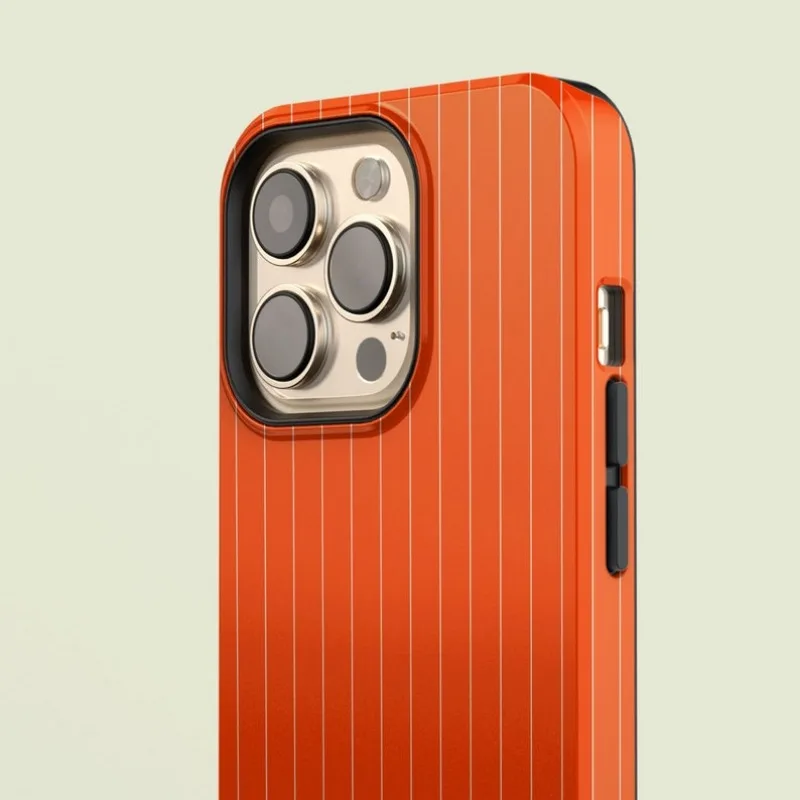 Pinstriped Orange Cream  Case For IPHONE 16ProMax 15 14 13 12 11 PRO Plus Acrylic TPU Two in one Magnetic Phone Cases