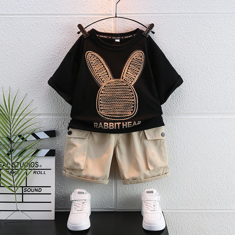 

2Pcs Fashion Baby Boy Clothes Set Short Sleeve Tops+Shorts Sets Summer Kids Outfits Pattern T-shirt Pant Tracksuits for Children