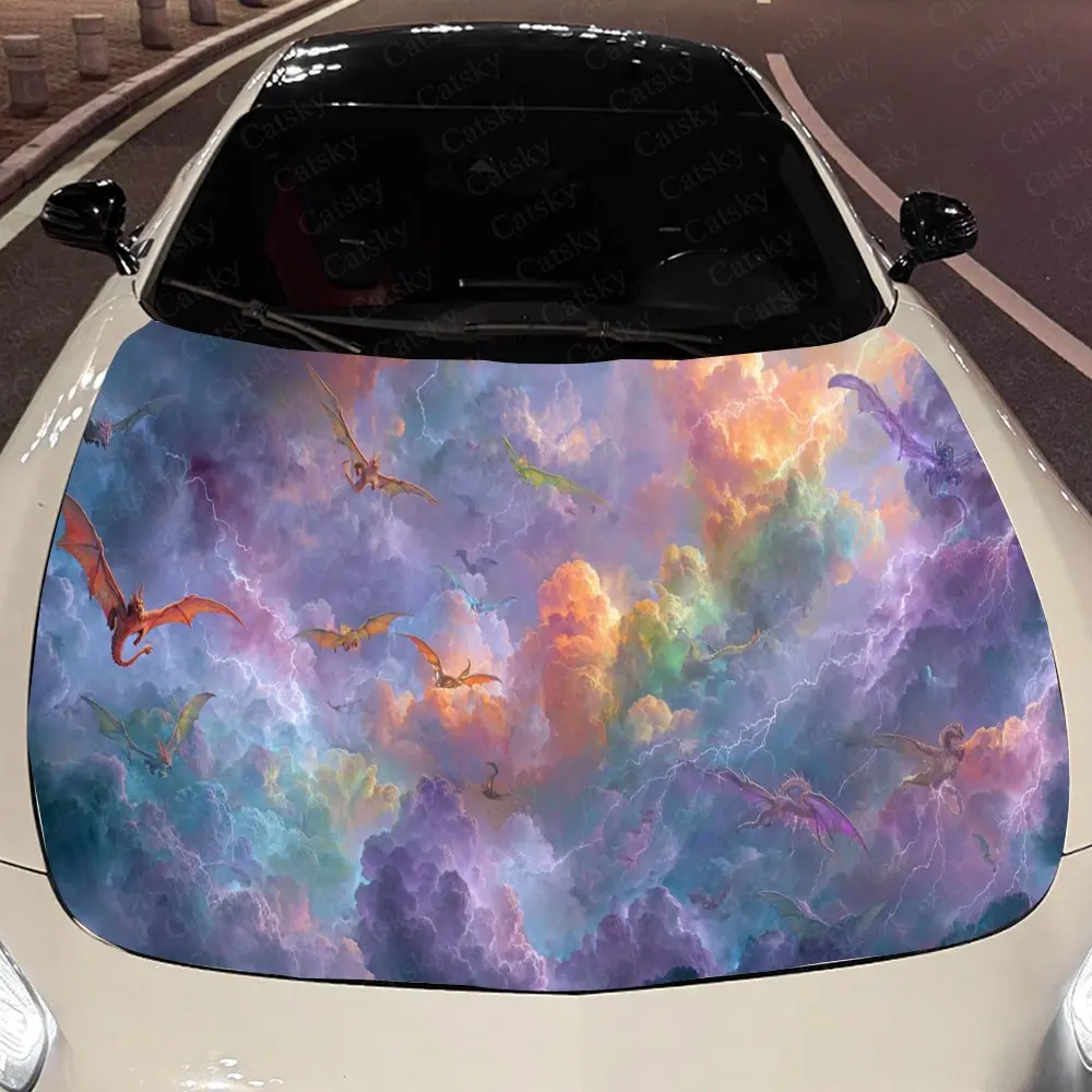 

Cosmic Dragon Auto Cover Sticker, Waterproof and Self-adhesive Auto Hood Decal, Auto Vinyl Wraps, Cool Car Exterior Decal, Holid