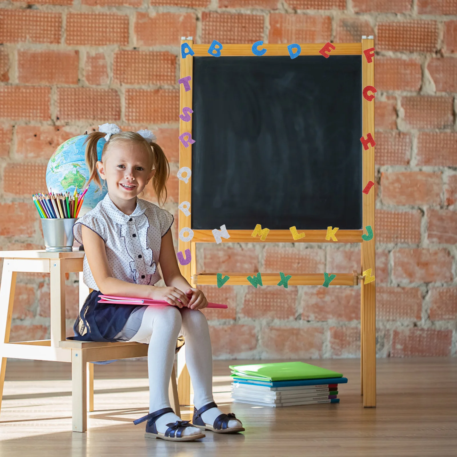 3 مجموعات من ملصقات الحروف اللامعة بالترتر، أرقام أبجدية كبيرة ذاتية اللصق، أشكال لوحة إعلانات حرفية للفصل الدراسي