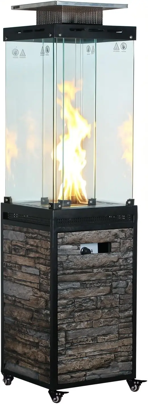 Outdoor Propane Patio Heater with Lockable Wheels, 41000 BTU Portable Outdoor Heater with Weather Resistant Cover, Ideal for Pat