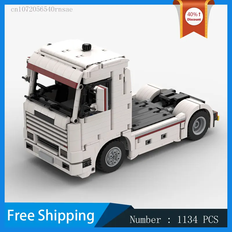 

MOC Building Block White Truck Trailer Transport Car Model DIY Bricks Assemble Toy Children Gift Technology Present 1134PCS