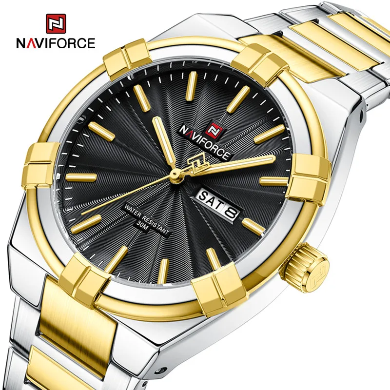 

NAVIFORCE Brand Men's Watch Luxury Fashion Stainless Steel Luminous Water Resistant Sport Quartz Wristwatches for Male 2023