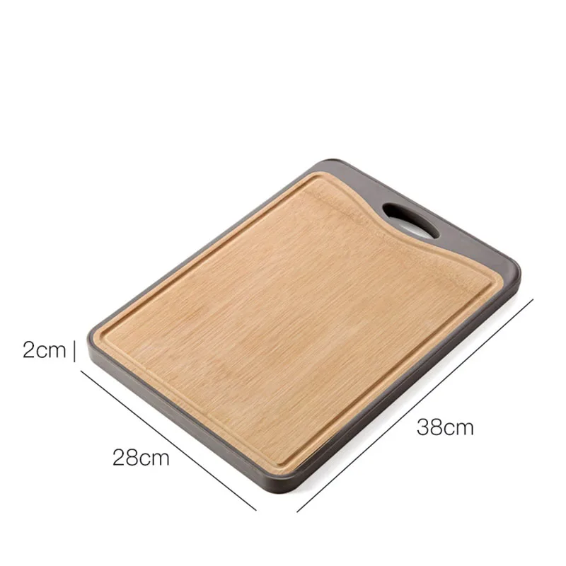 Kitchen Double-sided Sorting Board Bamboo Composite Rectangle Enlarged And Thickened Cutting Board With Handle