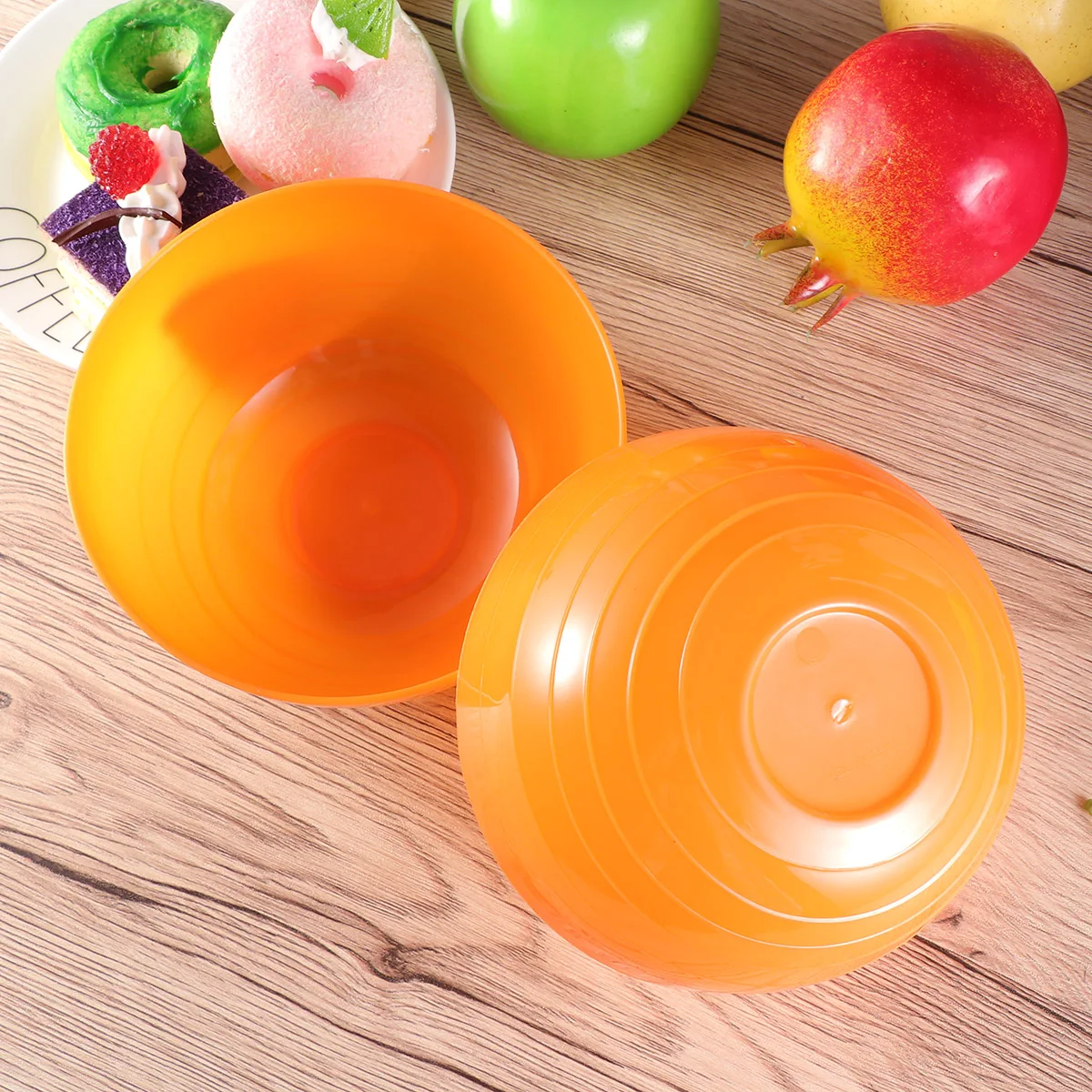 

6 Pcs Plastic Serving Bowls 3 Colors Reusable Unbreakable Microwave Safe Dishwasher Compatible for Party Picnic