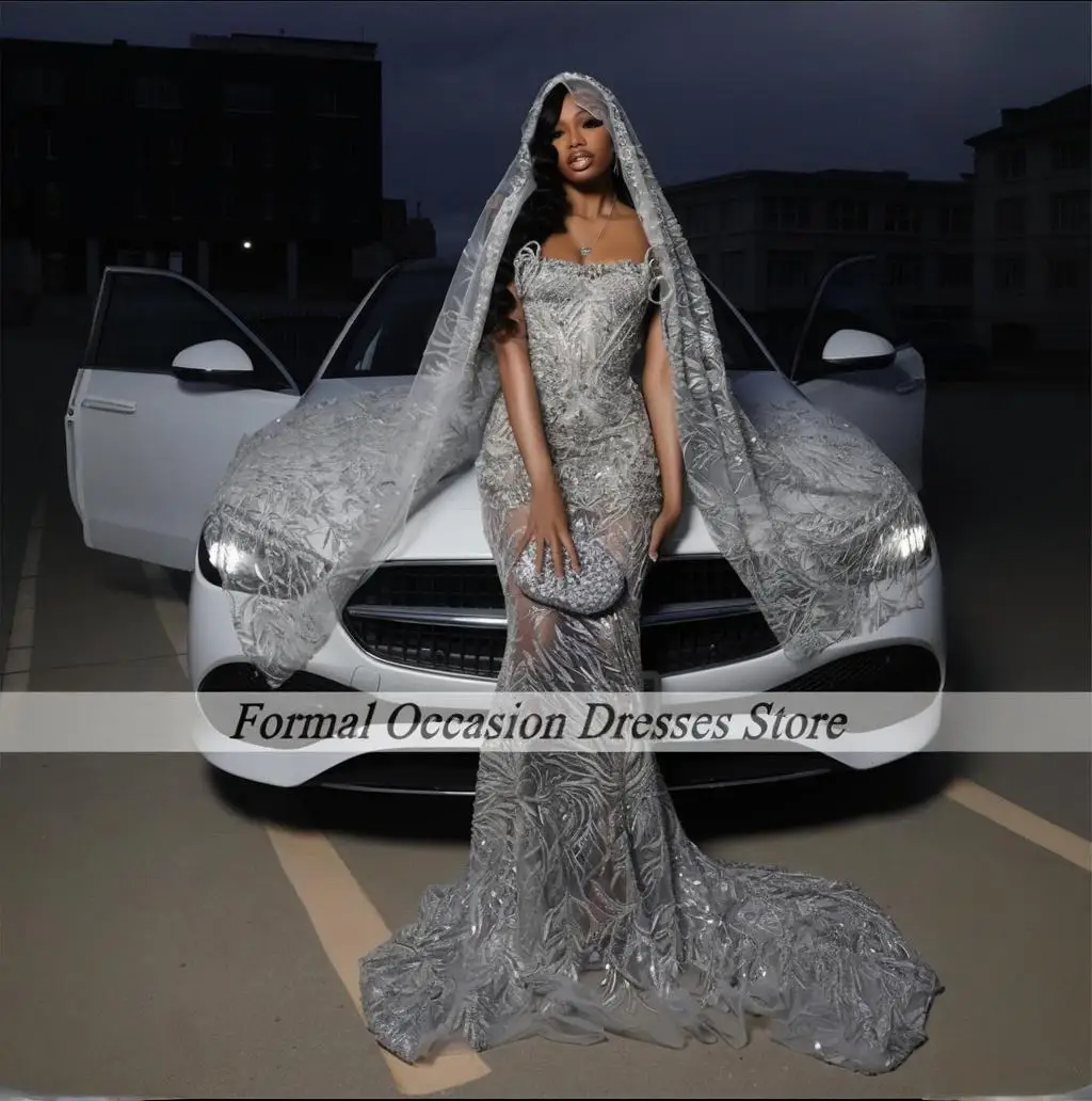 

Luxury Prom Dresses With Wrap Sequin Beading Black Girls Mermaid Party Gowns 2025 Strapless Bespoke Evening Dress Customized