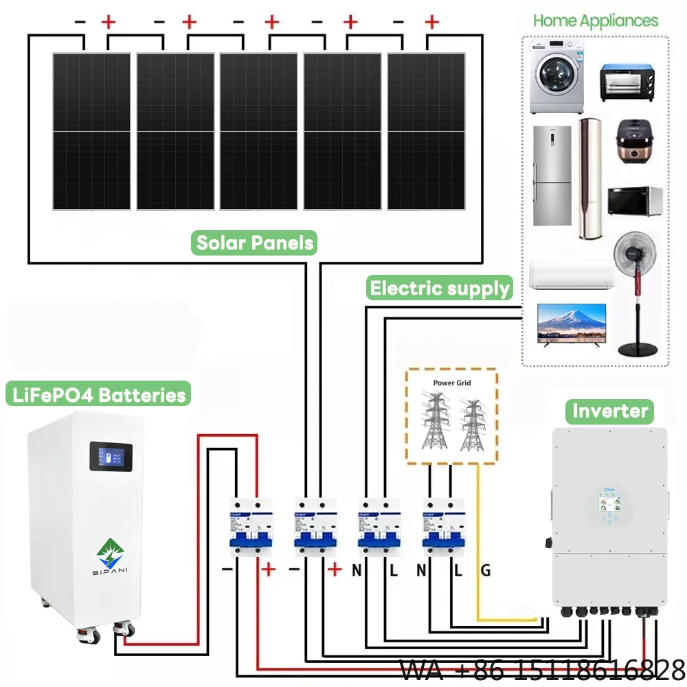 10kw Complete Set Solar Energy Power Storage System 5000W 3KW 6KW 8KW 15KW 30KW Hybrid Solar Panel Electric Power Generation Kit