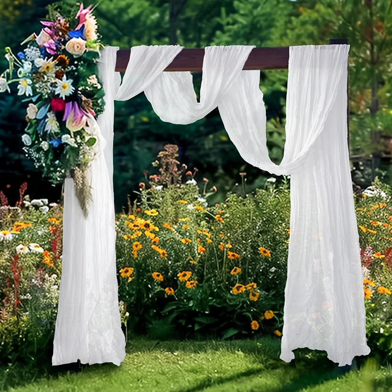 2pc White Sheer Wedding Arch Draping Ceiling Valance Curtain Scarf Backdrop Cheesecloth Table Runner Gauze Xmas Tablecloth Decor