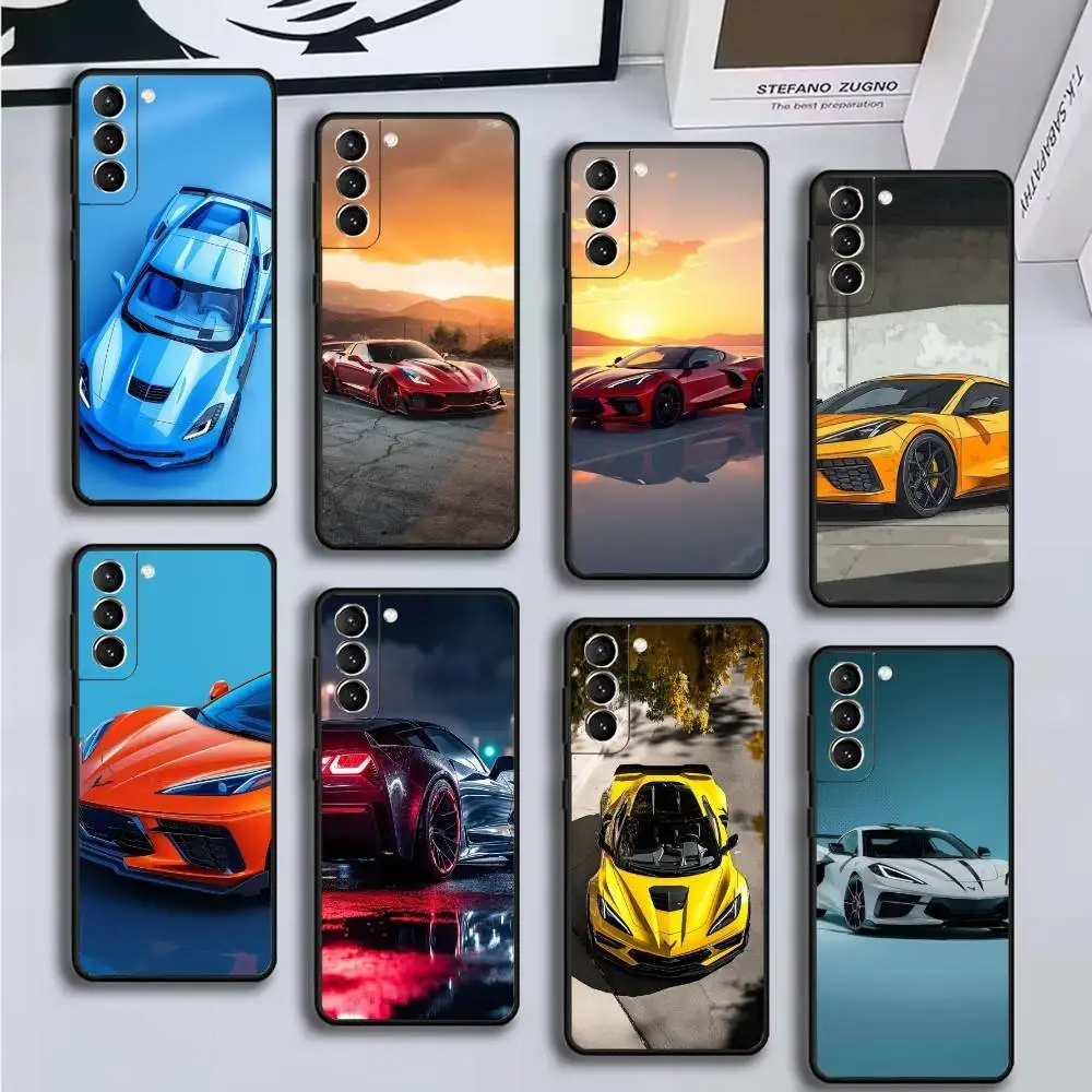 

Fashion Car Cool C-CorvetteS C8 C6 Phone Case For Samsung GalaxyA13,21s,22,31,32,52,53,71,72,73,Soft Black Cover