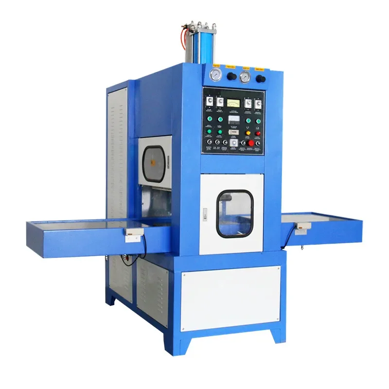 Left and right sliding table synchronous fusing machine, toy packaging machine, high frequency heat sealing welding