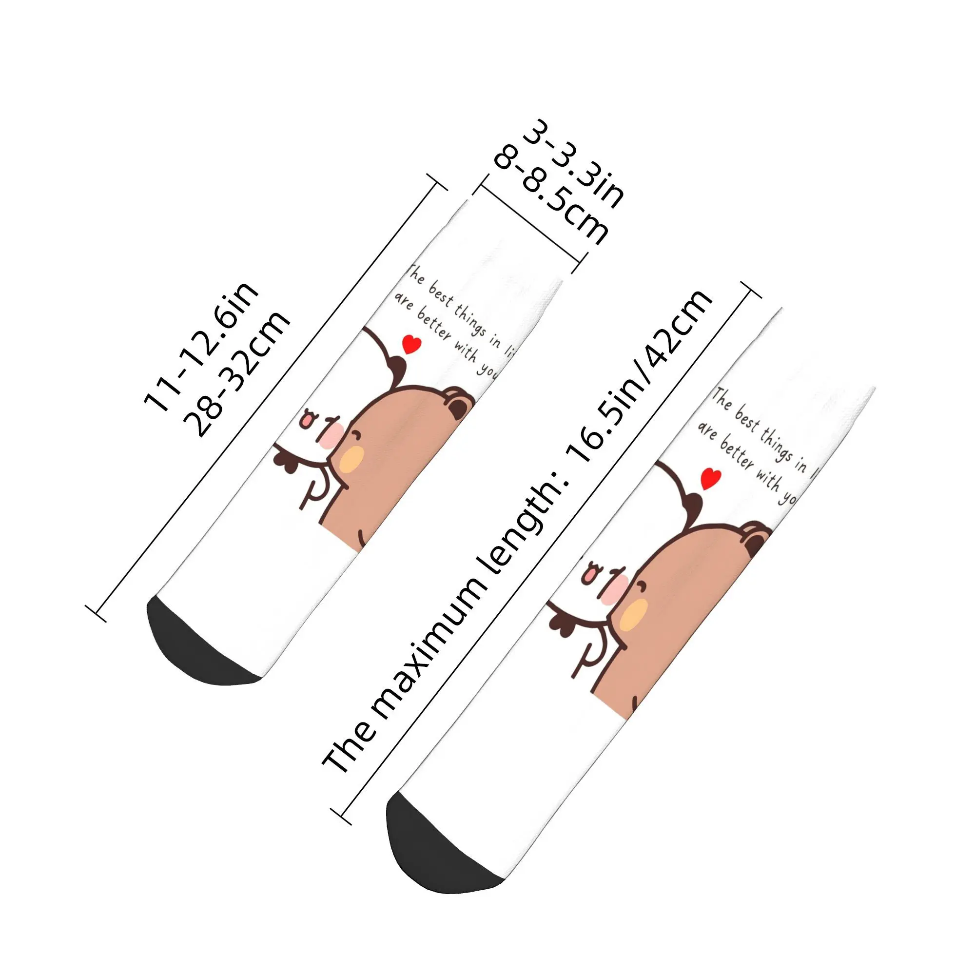 ถุงเท้าลายลูกโป่งพีชและโกมา บูบู ดูดู ถุงเท้าสไตล์ฮาราจูกุ ถุงเท้าทุกฤดู อุปกรณ์เสริมสำหรับของขวัญวันเกิดสำหรับผู้ชายและผู้หญิง