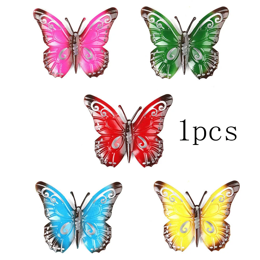 1 PC Colorful 3D Metal Butterfly Yard Decor Hollow Out Butterfly Garden Large Decorative Wall Art Fence Sculpture Ornament