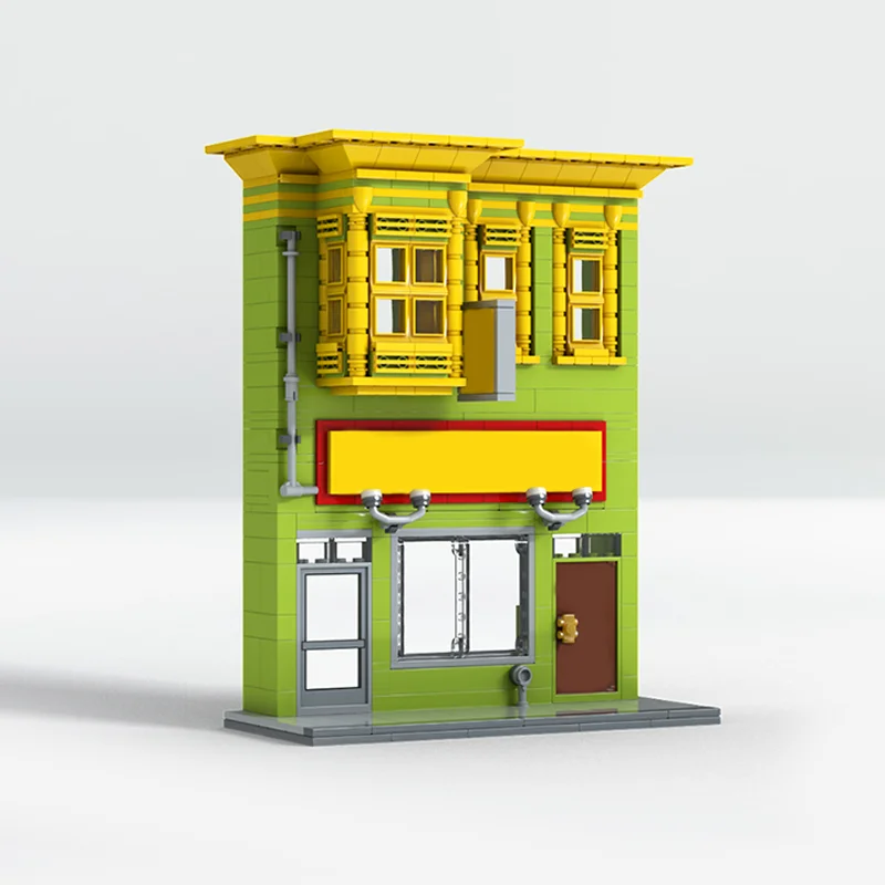 495 قطعة من مكعبات البناء Moc المخصصة لمطعم Bobsd's Burgers - عرض المدينة المعمارية المفصلة للمعجبين.