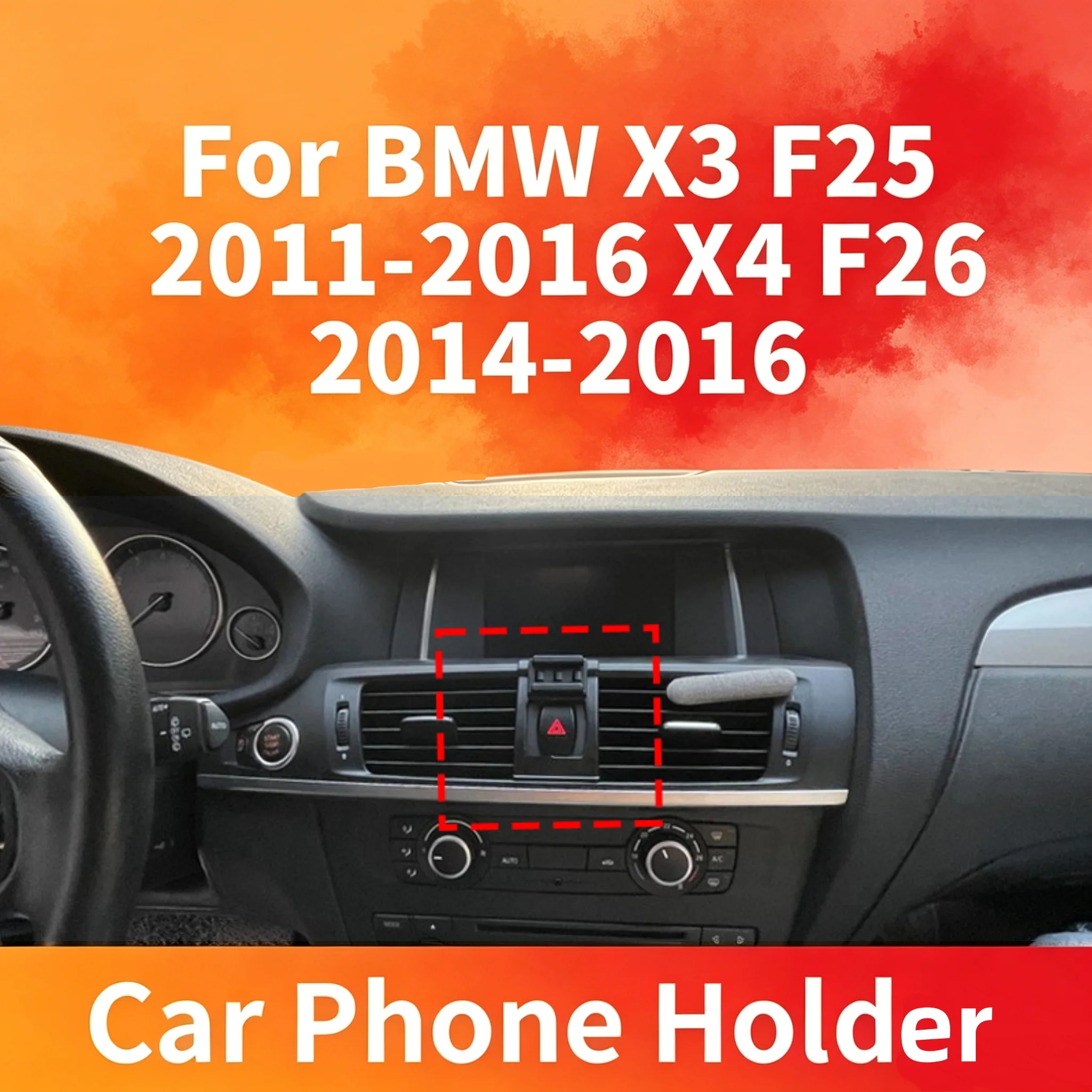 Clip-on base for car phone mount compatible with BMW X3 F25 2011-2016 X4 F26 2014-2016,which will not obstruct the driver's view