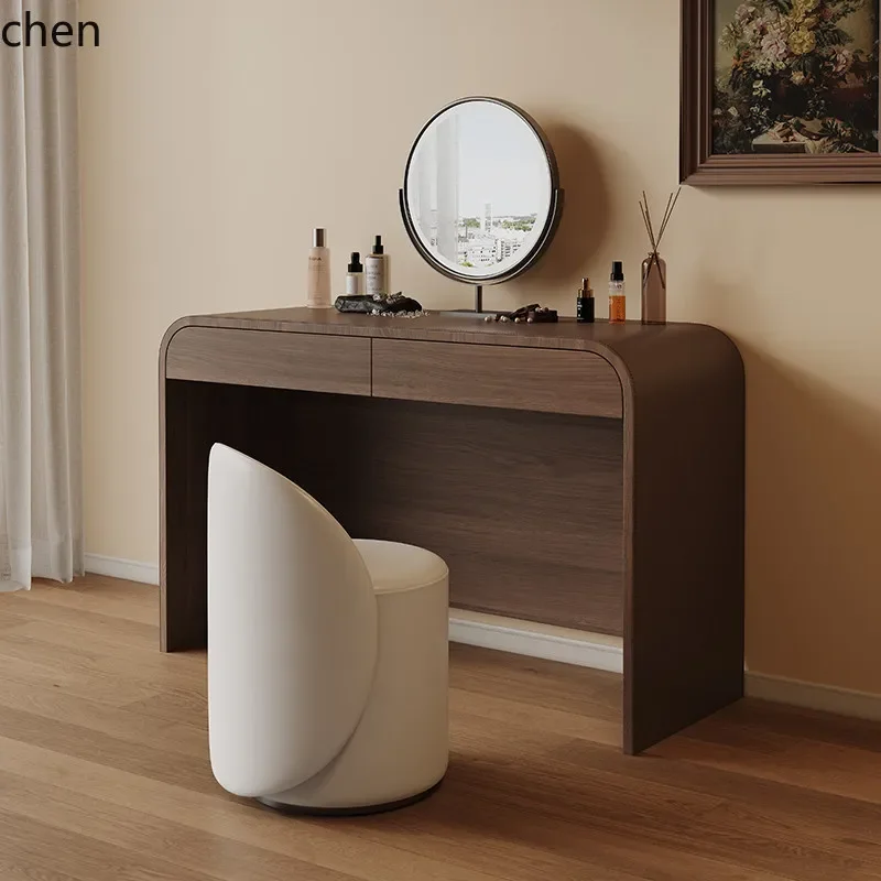 

YY- Minimalist Dressing Table Walnut Color Makeup Table for Master Bedroom Vintage Bedroom Makeup Table