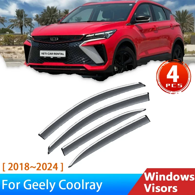 

for Geely Coolray 2018~2024 SX11 Binyue Accessories Deflectors Car Windowa Visors Wind Shield Rain Eyebrow Guards Wind Sun Visor