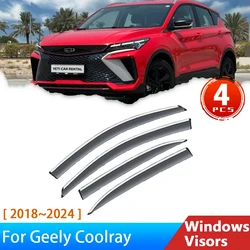 for Geely Coolray 2018~2024 SX11 Binyue Accessories Deflectors Car Windowa Visors Wind Shield Rain Eyebrow Guards Wind Sun Visor