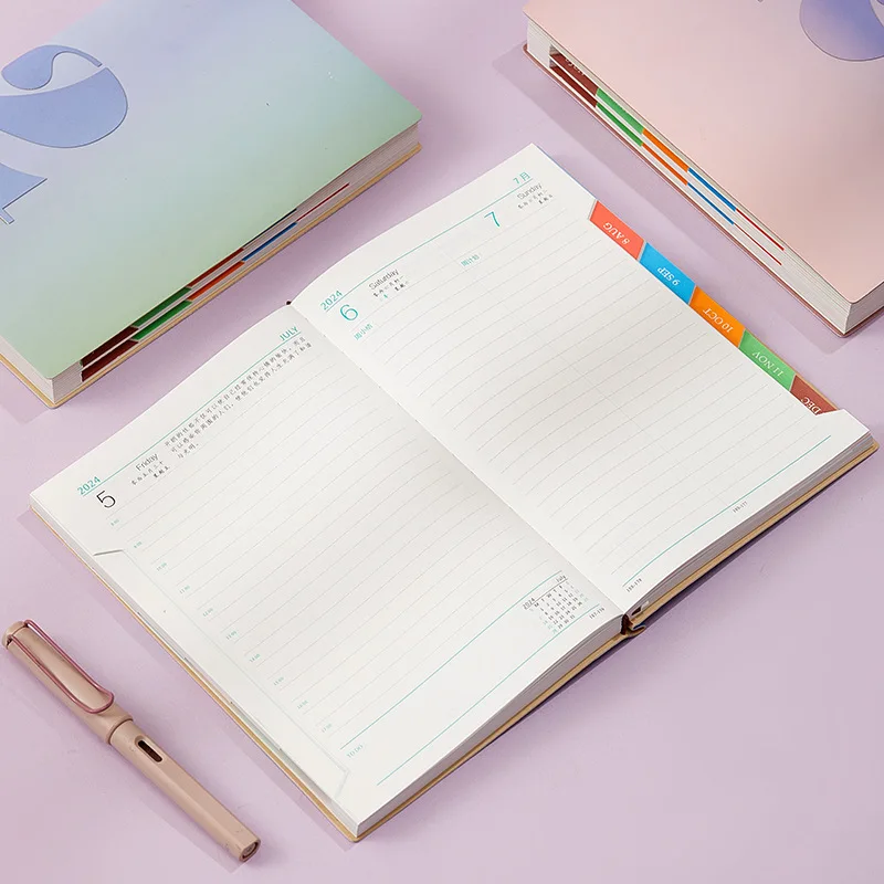 2024 Calendar Notebook Self disciplined Notebook Work Plan Time Management Efficiency Manual Printed Logo notepads  school