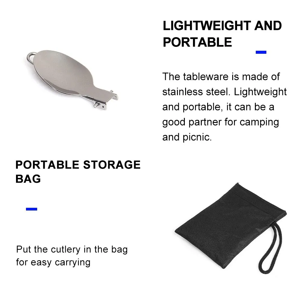 3 pcs 1 set portable outdoor camping travel picnic foldable stainless steel cutlery set fork knife spoon utensils free shipping view 3