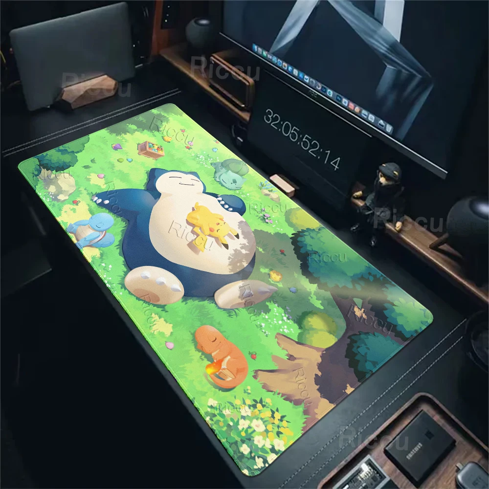 Mouse Pad Cartoon Anime P-Pokemon Snorlax Pattern Gaming Non‑Slip Office Tablemat Rubber Base Computer Laptop Lock edge Desk Mat