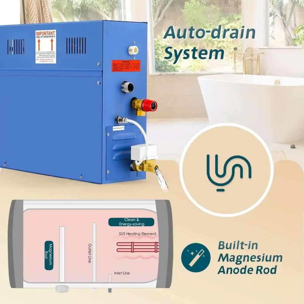 Dampf dusch generator Kit 6kw für Bad Sauna Spa, Selbst entleerung system, Aroma therapie Dampf kopf, LED wasserdichte Steuerung